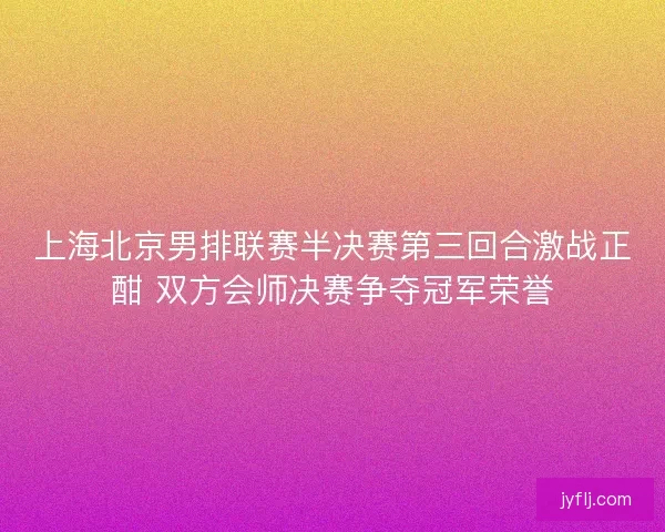 上海北京男排联赛半决赛第三回合激战正酣 双方会师决赛争夺冠军荣誉
