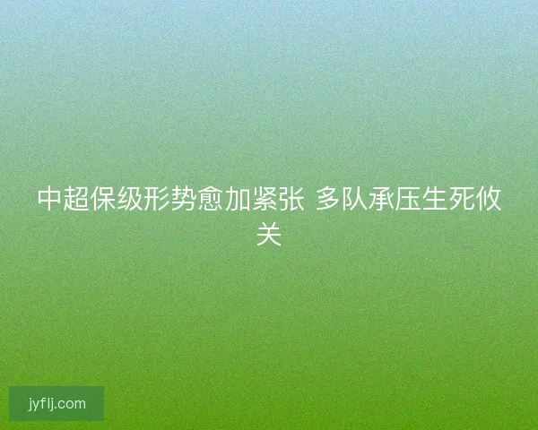 中超保级形势愈加紧张 多队承压生死攸关